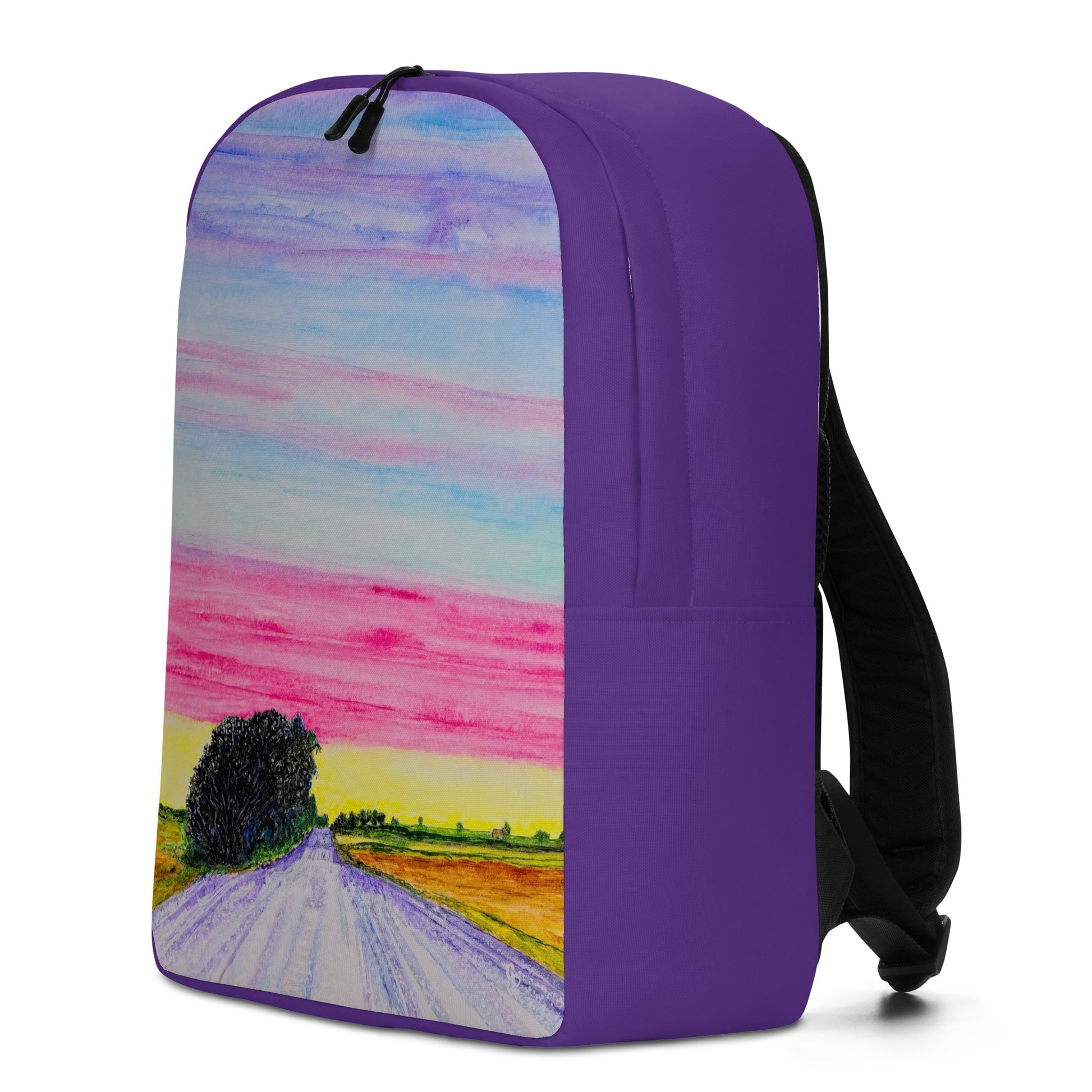 Stylish backpack featuring original artwork, with spacious compartments and durable construction—perfect for school, travel, work, or everyday use; combines function with artistic flair.