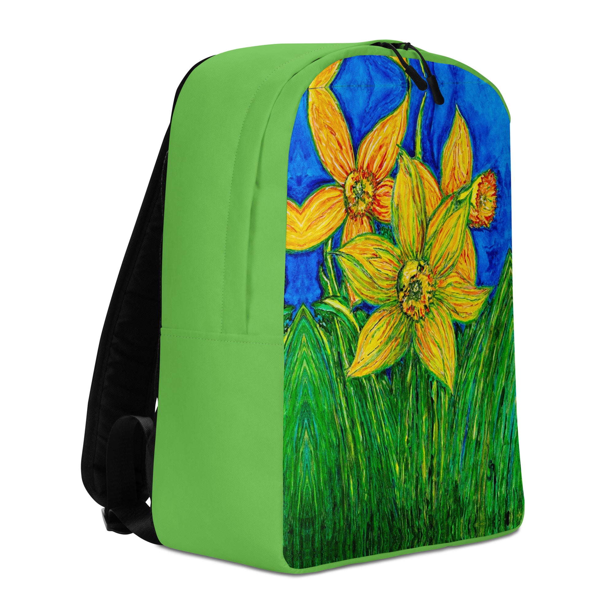 Stylish backpack featuring original artwork, with spacious compartments and durable construction—perfect for school, travel, work, or everyday use; combines function with artistic flair.