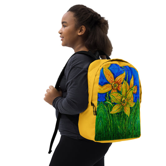 Stylish backpack featuring original artwork, with spacious compartments and durable construction—perfect for school, travel, work, or everyday use; combines function with artistic flair.