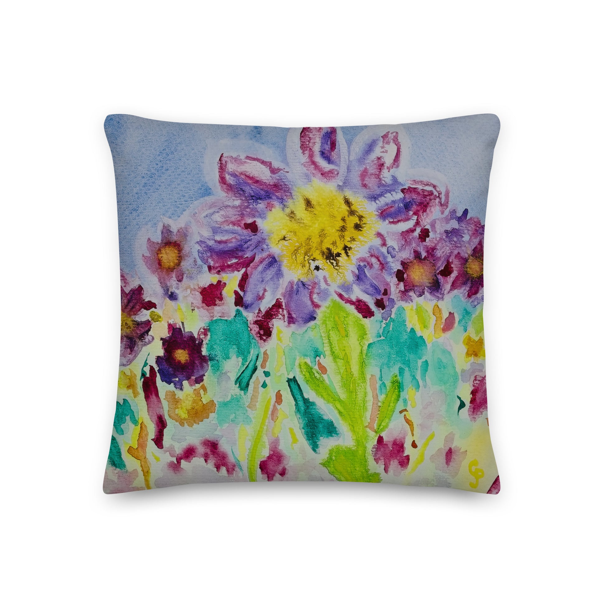 Premium decorative pillow featuring original artwork—plush, soft-touch fabric with a removable cover; perfect for enhancing living rooms, bedrooms, or cozy spaces with artistic home decor.