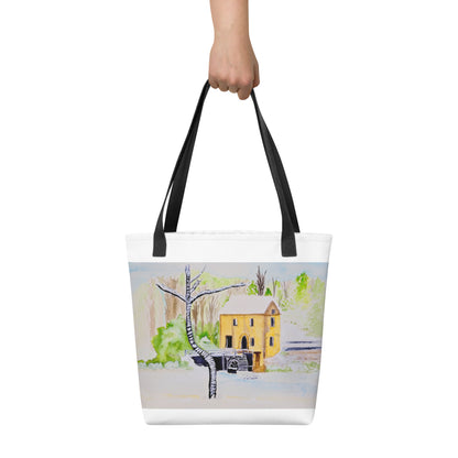 Tote bag with original watercolor artwork, featuring a spacious interior, sturdy straps, and lightweight design—perfect for travel, overnight stays, or stylish carry-on use.