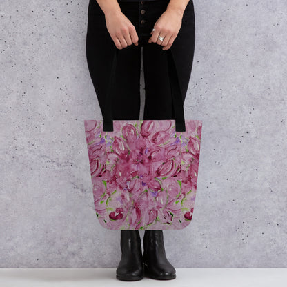 Tote bag with original watercolor artwork, featuring a spacious interior, sturdy straps, and lightweight design—perfect for travel, overnight stays, or stylish carry-on use.
