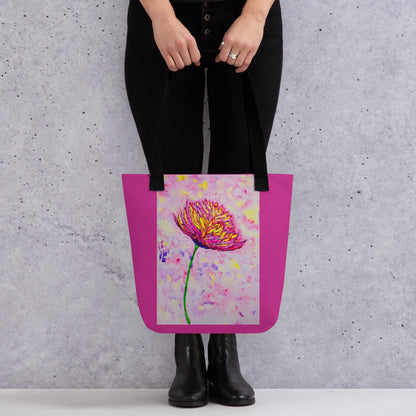 Tote bag with original watercolor artwork, featuring a spacious interior, sturdy straps, and lightweight design—perfect for travel, overnight stays, or stylish carry-on use.