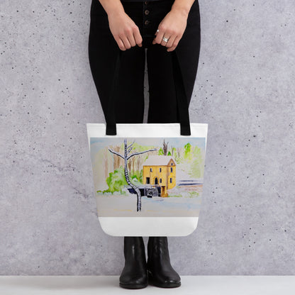 Tote bag with original watercolor artwork, featuring a spacious interior, sturdy straps, and lightweight design—perfect for travel, overnight stays, or stylish carry-on use.