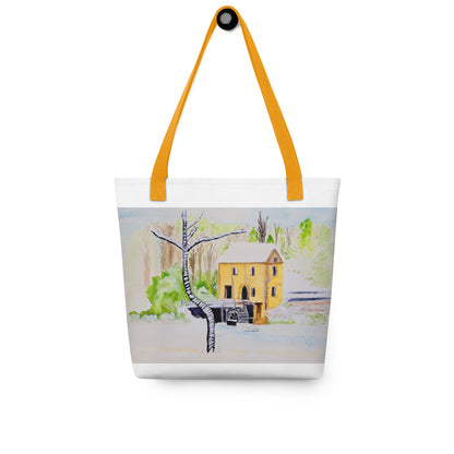 Tote bag with original watercolor artwork, featuring a spacious interior, sturdy straps, and lightweight design—perfect for travel, overnight stays, or stylish carry-on use.