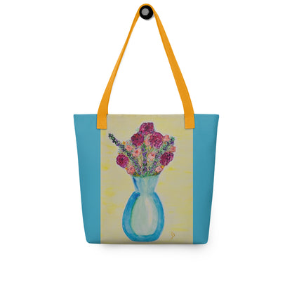 Tote bag with original watercolor artwork, featuring a spacious interior, sturdy straps, and lightweight design—perfect for travel, overnight stays, or stylish carry-on use.