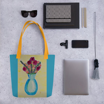 Tote bag with original watercolor artwork, featuring a spacious interior, sturdy straps, and lightweight design—perfect for travel, overnight stays, or stylish carry-on use.