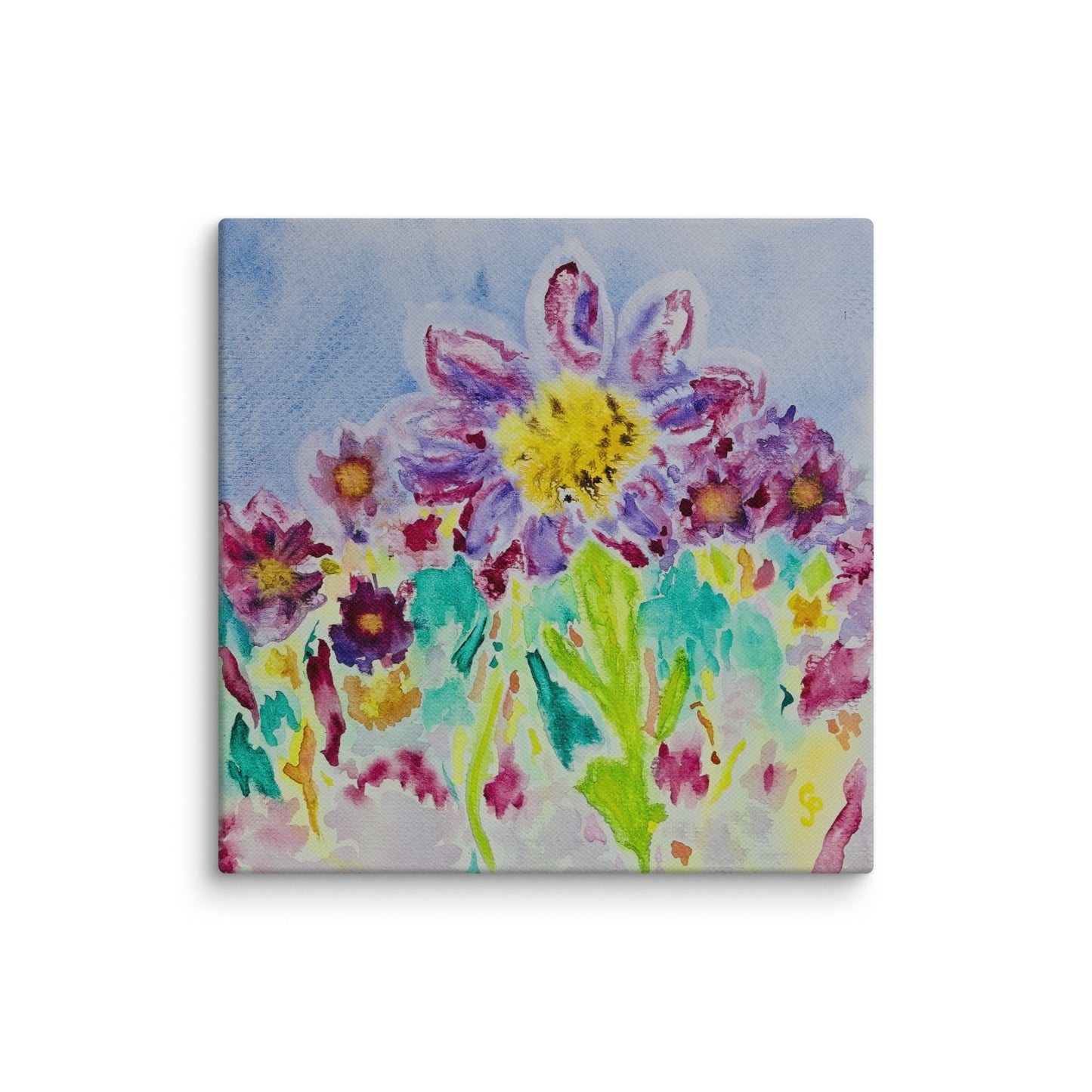Colorful floral painting on a white background