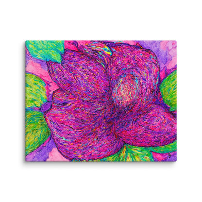 Colorful abstract painting of a flower on a white background