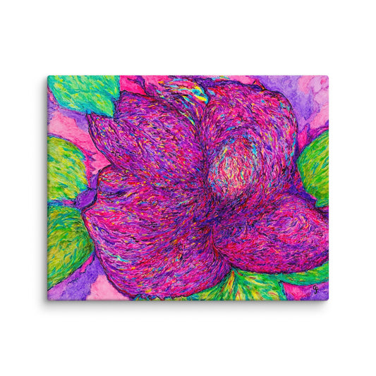 Colorful abstract painting of a flower on a white background