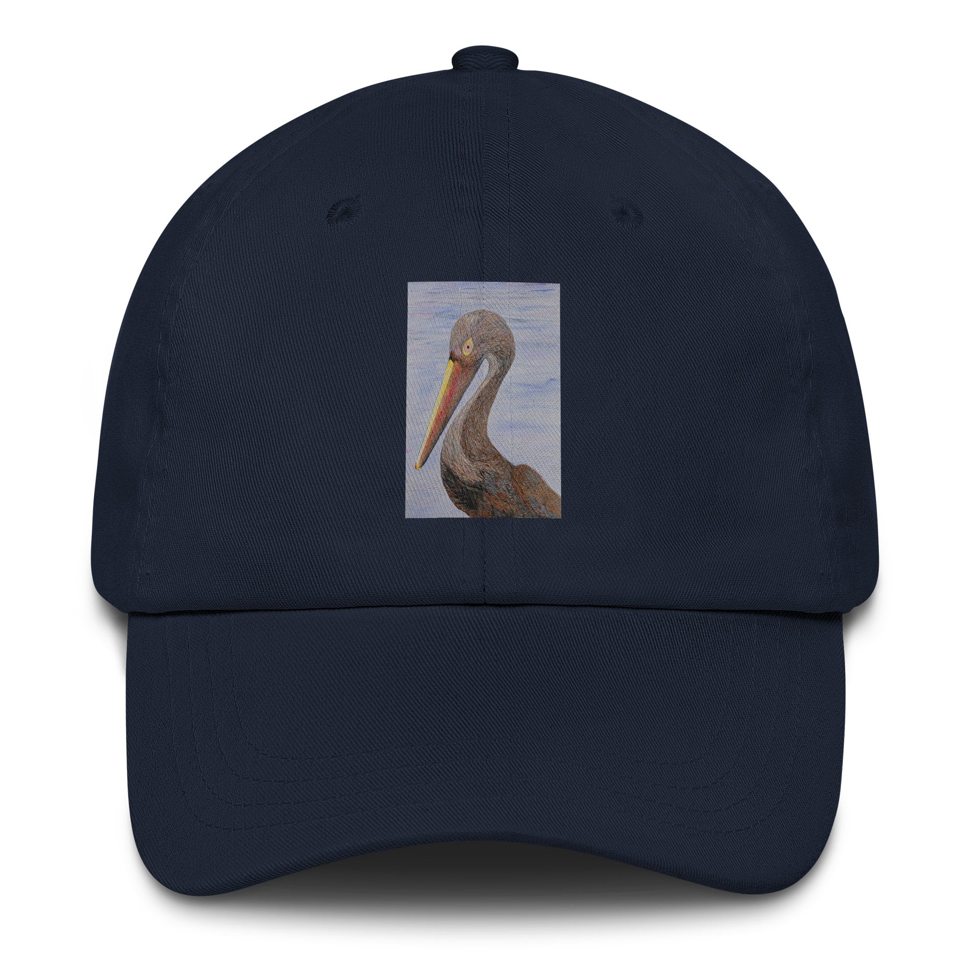 Navy blue cap with a Louisiana pelican design on a white background