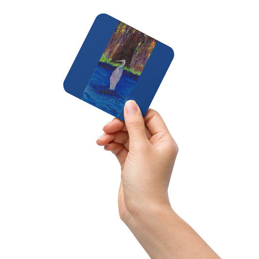 Cork-back coaster featuring original artwork—durable, heat-resistant, and non-slip; perfect for protecting tables while adding an artistic and stylish touch to home or office décor.