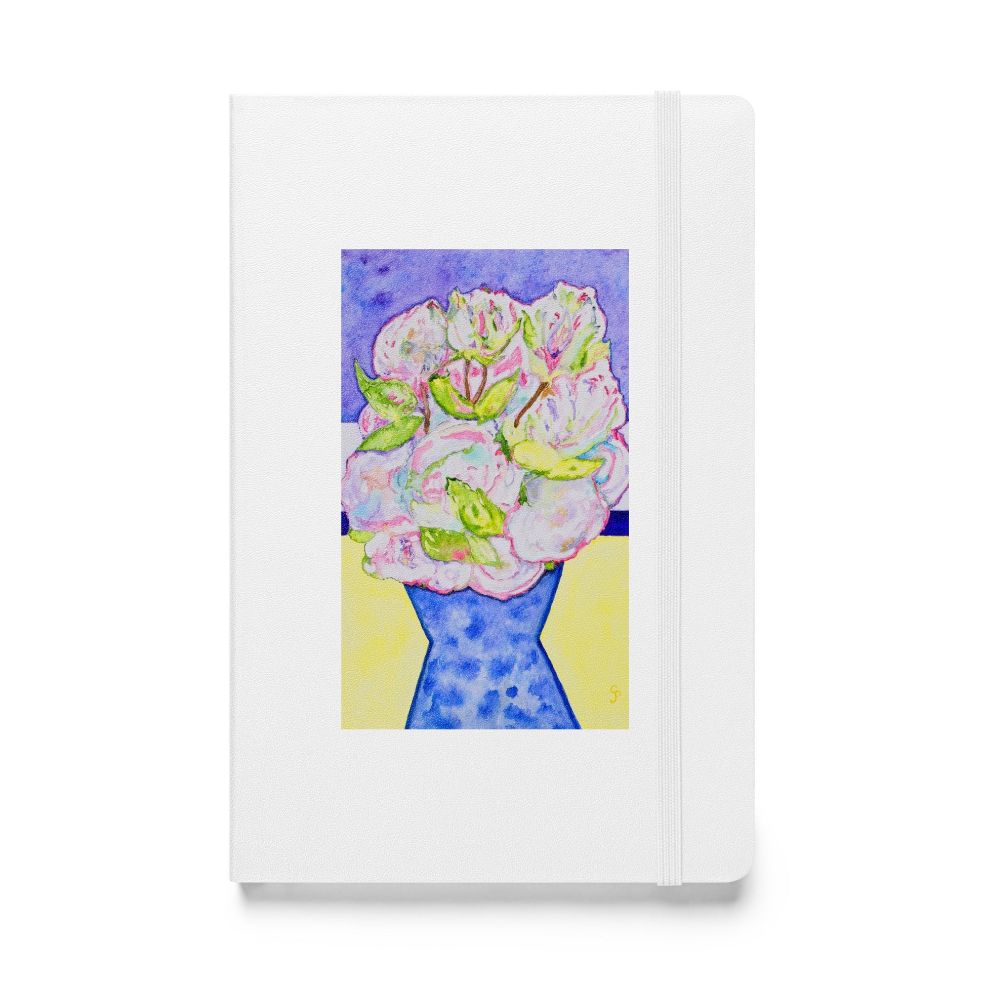 Notebook with floral design on a white background