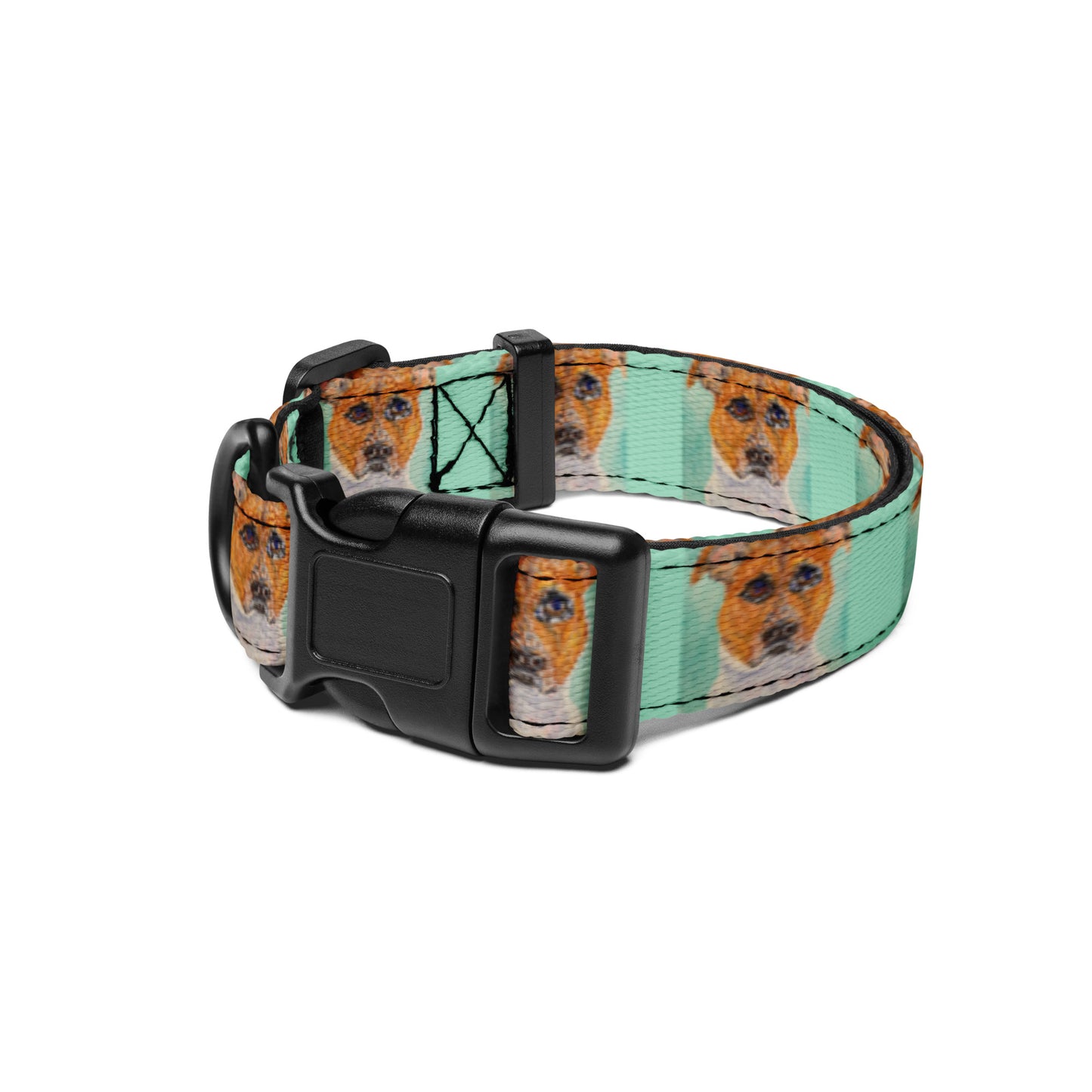 Adjustable pet collar featuring original artwork—durable and comfortable with secure buckle closure; perfect for dogs or cats, combining everyday function with stylish, artistic design.