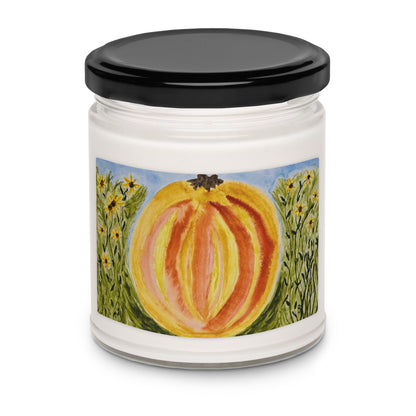 Scented soy candle featuring original artwork on the label—eco-friendly, long-burning, and perfect for home décor, relaxation, or gifting with a natural, clean fragrance.