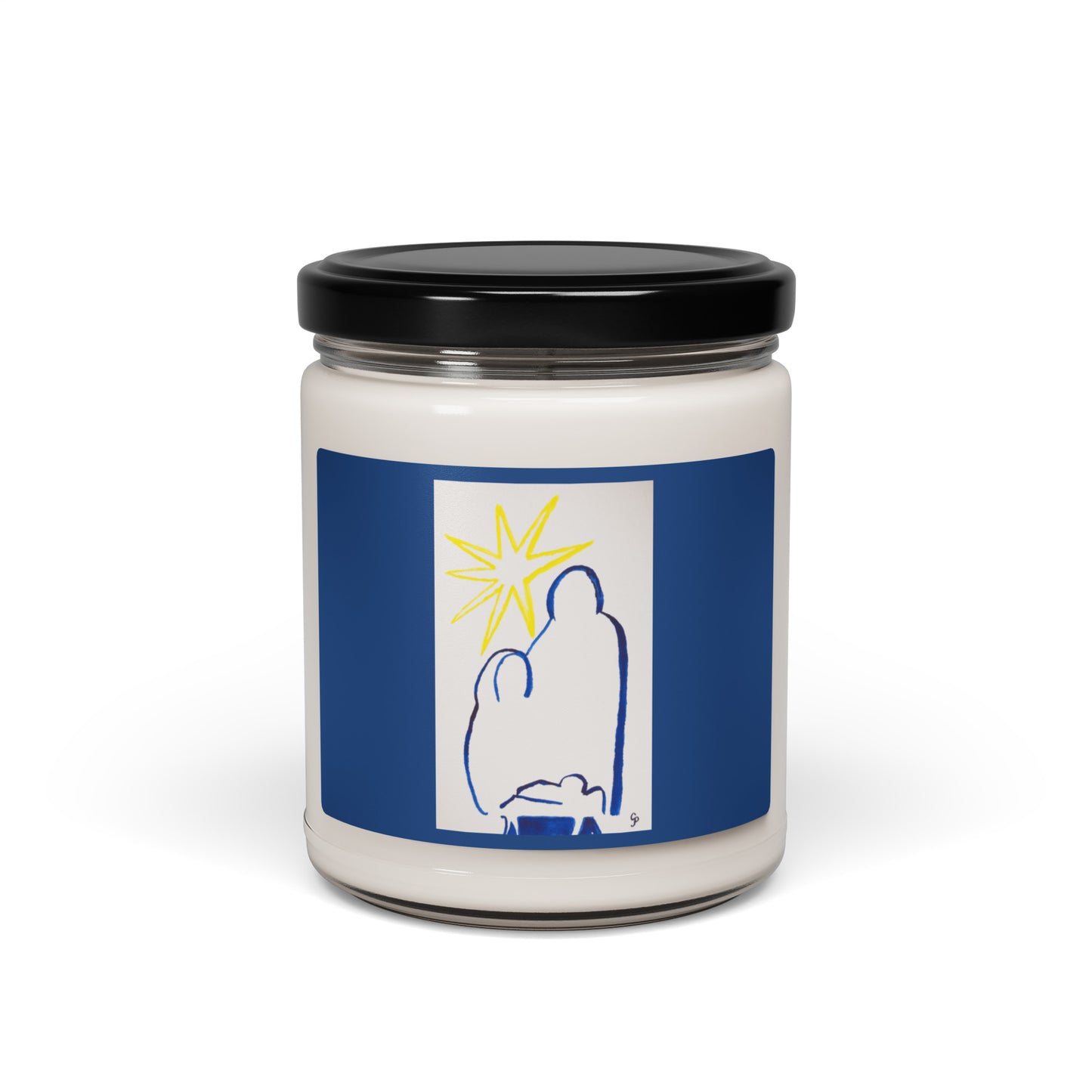 Scented soy candle featuring original artwork on the label—eco-friendly, long-burning, and perfect for home décor, relaxation, or gifting with a natural, clean fragrance.