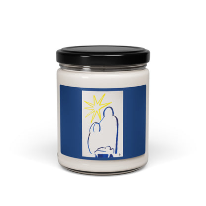 Scented soy candle featuring original artwork on the label—eco-friendly, long-burning, and perfect for home décor, relaxation, or gifting with a natural, clean fragrance.