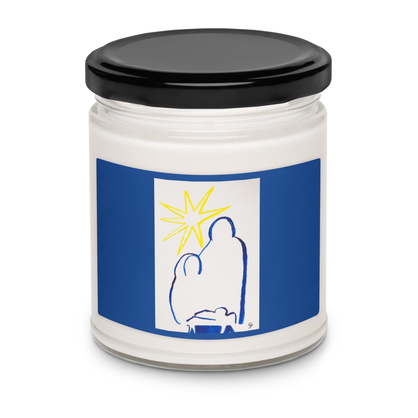 Scented soy candle featuring original artwork on the label—eco-friendly, long-burning, and perfect for home décor, relaxation, or gifting with a natural, clean fragrance.