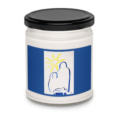 Scented soy candle featuring original artwork on the label—eco-friendly, long-burning, and perfect for home décor, relaxation, or gifting with a natural, clean fragrance.