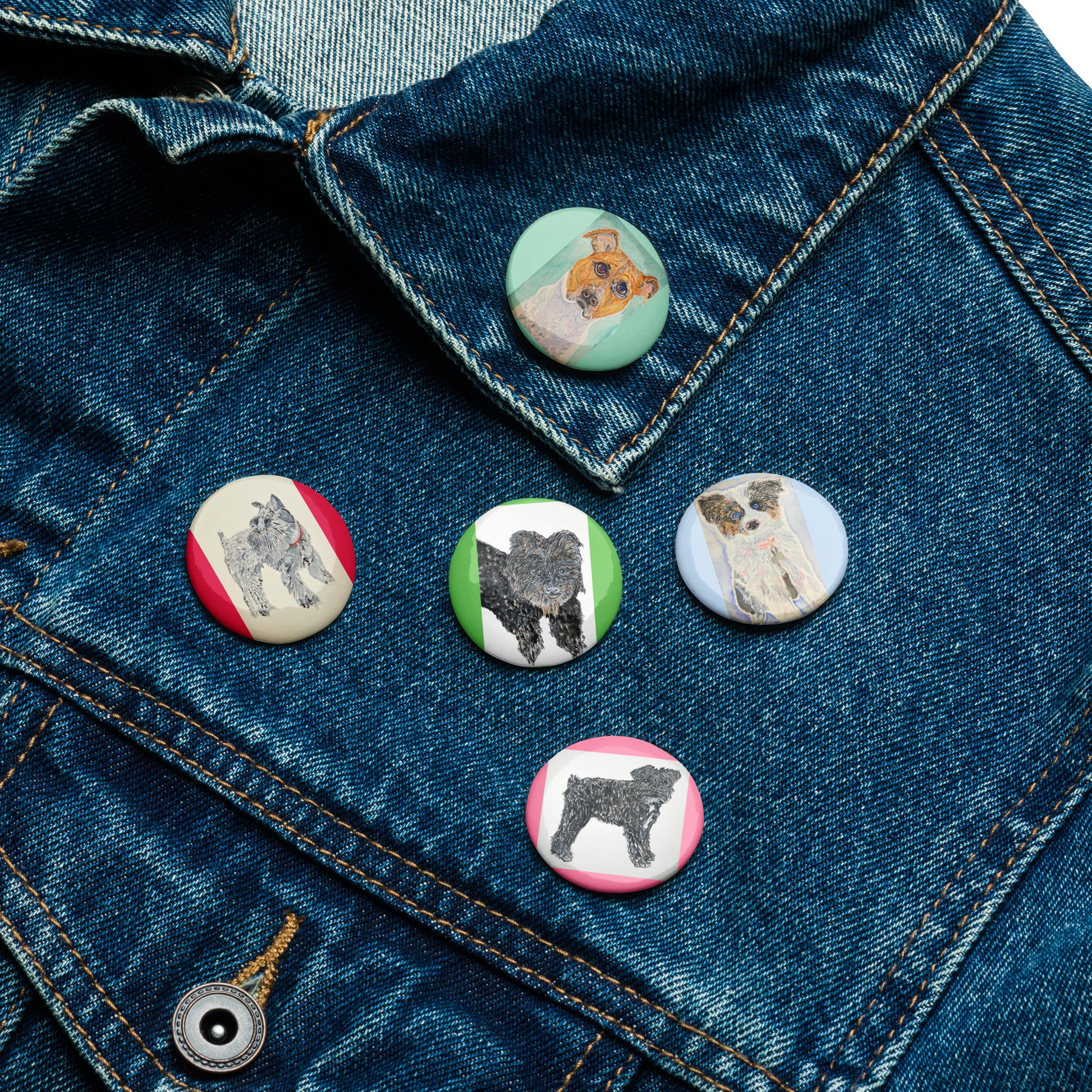 Set of pin buttons featuring original artwork—vibrant, durable, and perfect for accessorizing jackets, backpacks, hats, or gifts; ideal for collectors, art lovers, and creative self-expression.