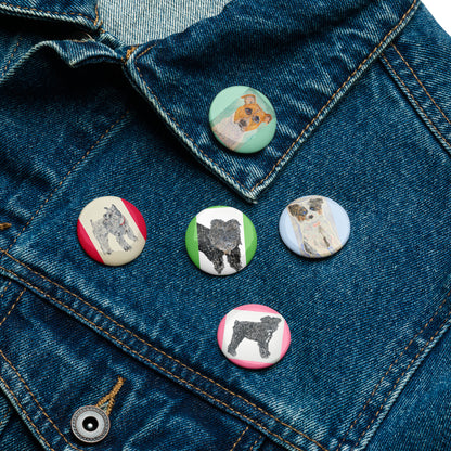 Set of pin buttons featuring original artwork—vibrant, durable, and perfect for accessorizing jackets, backpacks, hats, or gifts; ideal for collectors, art lovers, and creative self-expression.