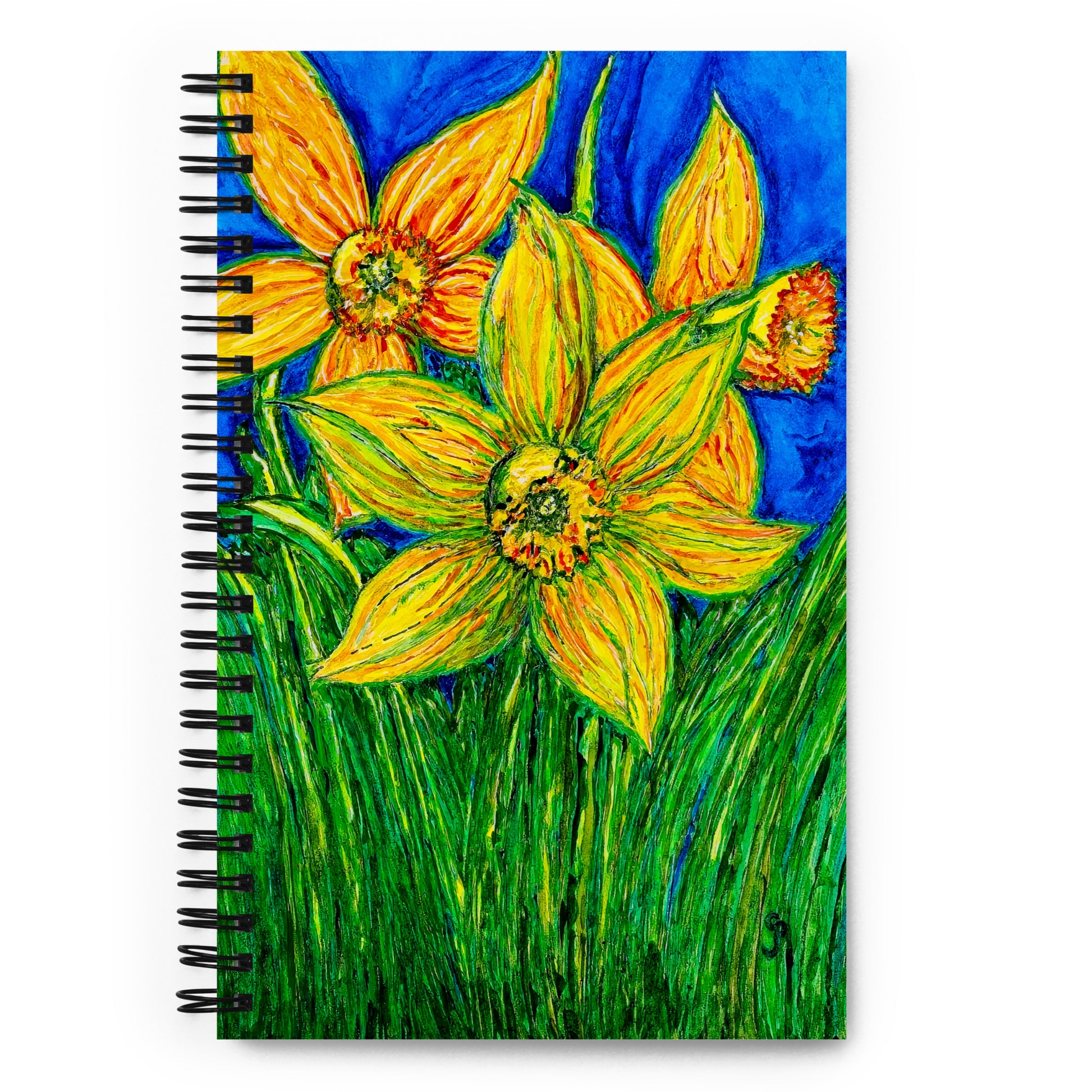 Notebook with a colorful floral design on a white background