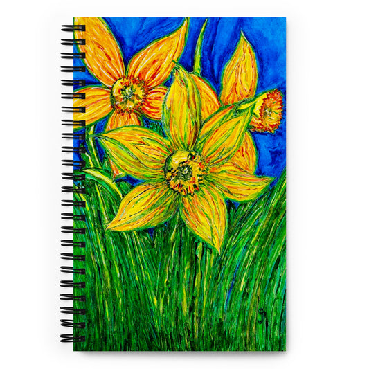 Notebook with a colorful floral design on a white background