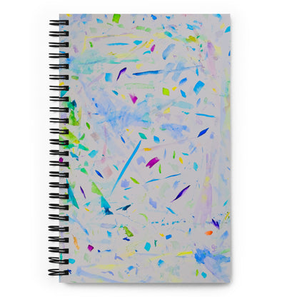 Notebook with a colorful abstract design on a white background