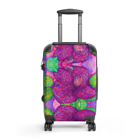 Durable hard-shell suitcase featuring original artwork—lightweight, impact-resistant, and equipped with 360° spinner wheels; perfect for stylish travel, carry-on, or checked luggage needs.