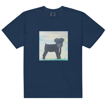 Comfort Colors short sleeve t-shirt featuring original artwork of a Schnauzer—garment-dyed for a soft, lived-in feel; relaxed fit, durable cotton fabric, and perfect for casual wear, art lovers, or gifting.