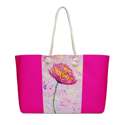 Tote bag with a pink flower design