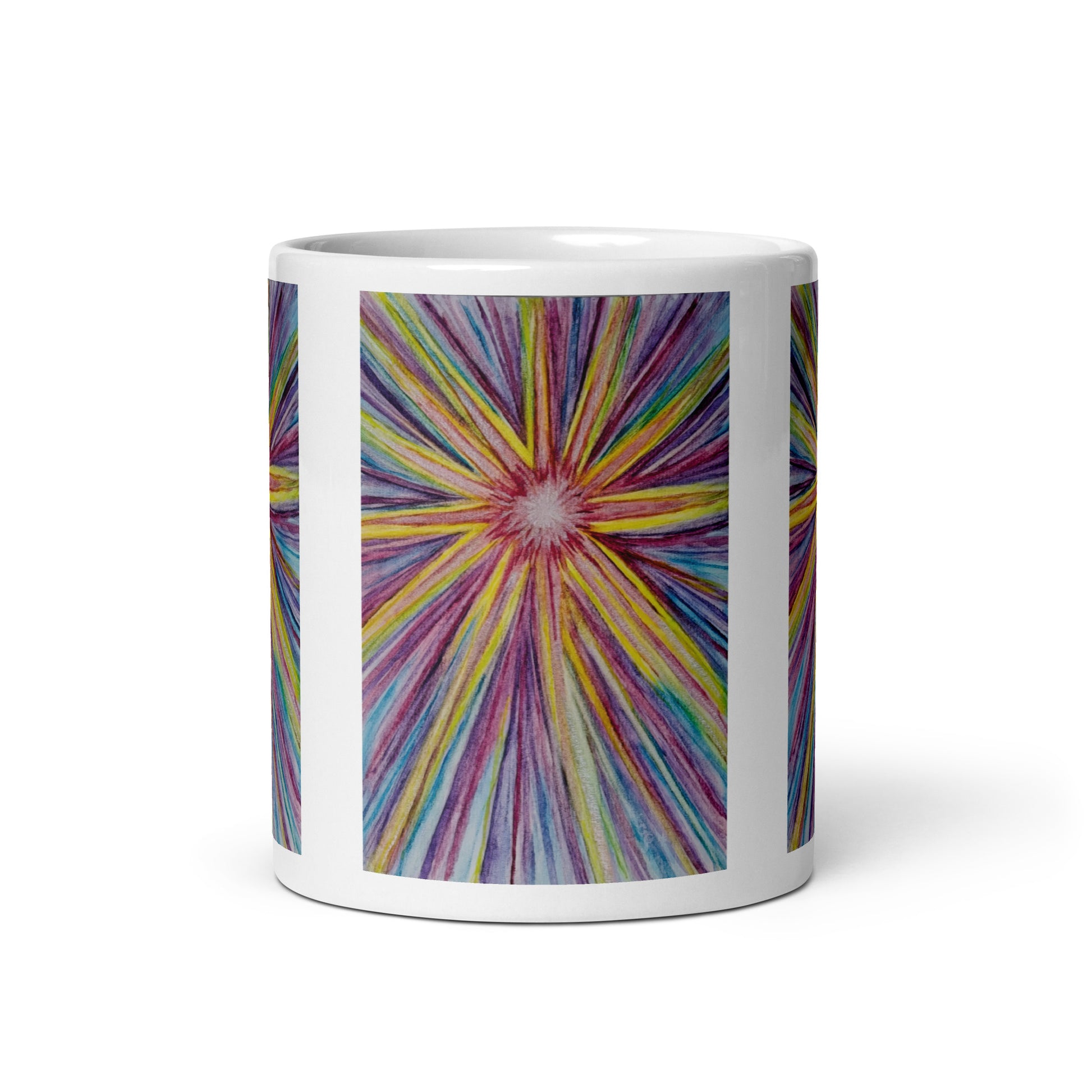 Ceramic mug featuring original artwork, perfect for coffee, tea, or hot cocoa—microwave and dishwasher safe, ideal for daily use, gifting, or adding artistic charm to your kitchen.