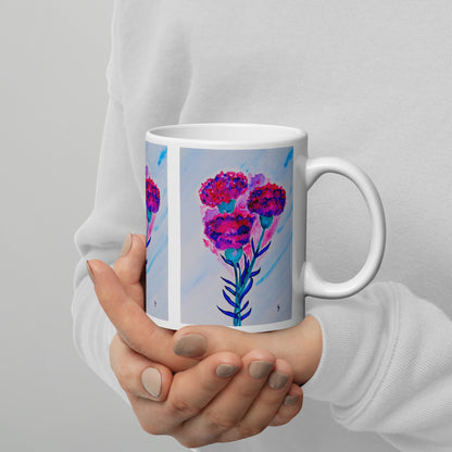Ceramic mug featuring original artwork, perfect for coffee, tea, or hot cocoa—microwave and dishwasher safe, ideal for daily use, gifting, or adding artistic charm to your kitchen.