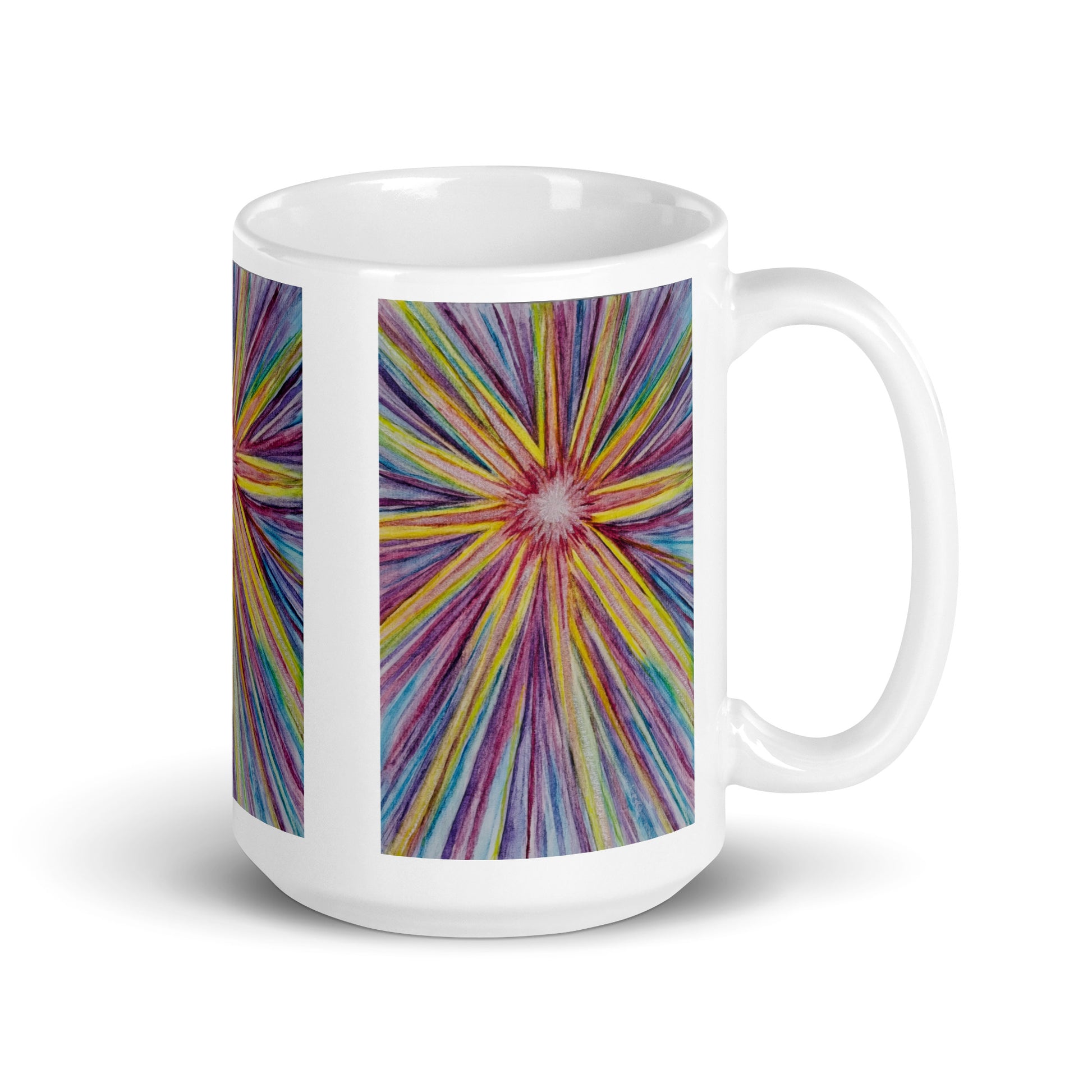 Ceramic mug featuring original artwork, perfect for coffee, tea, or hot cocoa—microwave and dishwasher safe, ideal for daily use, gifting, or adding artistic charm to your kitchen.