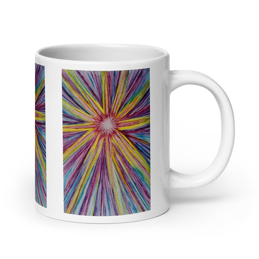 Ceramic mug featuring original artwork, perfect for coffee, tea, or hot cocoa—microwave and dishwasher safe, ideal for daily use, gifting, or adding artistic charm to your kitchen.