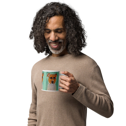 Ceramic mug featuring original artwork, perfect for coffee, tea, or hot cocoa—microwave and dishwasher safe, ideal for daily use, gifting, or adding artistic charm to your kitchen.