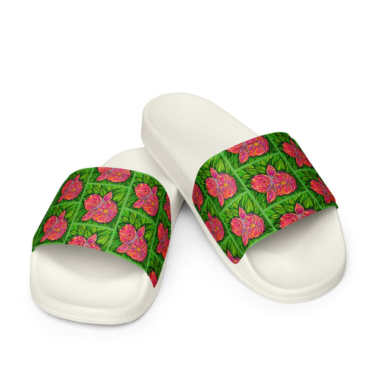 Stylish slides featuring original artwork, designed for comfort and everyday wear—unique artistic shoes perfect for casual outfits, street style, or creative fashion lovers.